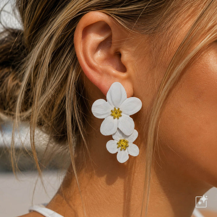 Färgglada blommiga örhängen – hängande modell med flera blommor (316L-stål)