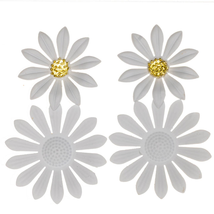 Färgglada blommiga örhängen – hängande modell med smala kronblad (316L-stål)