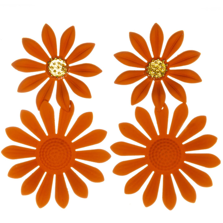 Färgglada blommiga örhängen – hängande modell med smala kronblad (316L-stål)