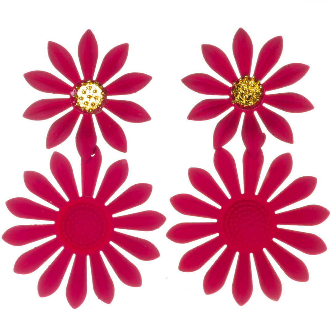 Färgglada blommiga örhängen – hängande modell med smala kronblad (316L-stål)