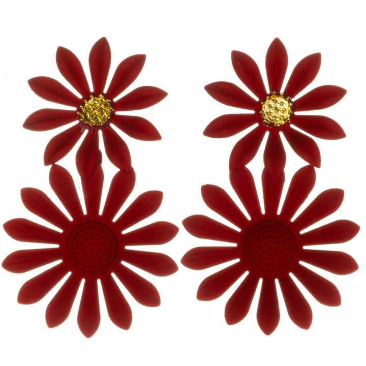Färgglada blommiga örhängen – hängande modell med smala kronblad (316L-stål)