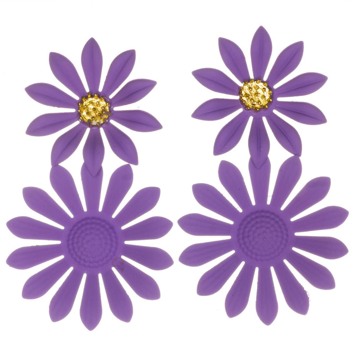 Färgglada blommiga örhängen – hängande modell med smala kronblad (316L-stål)