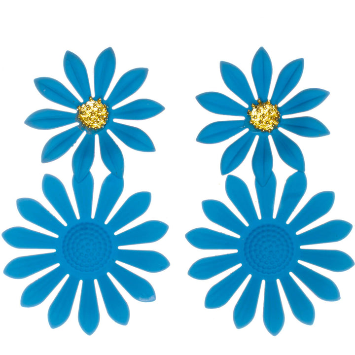 Färgglada blommiga örhängen – hängande modell med smala kronblad (316L-stål)