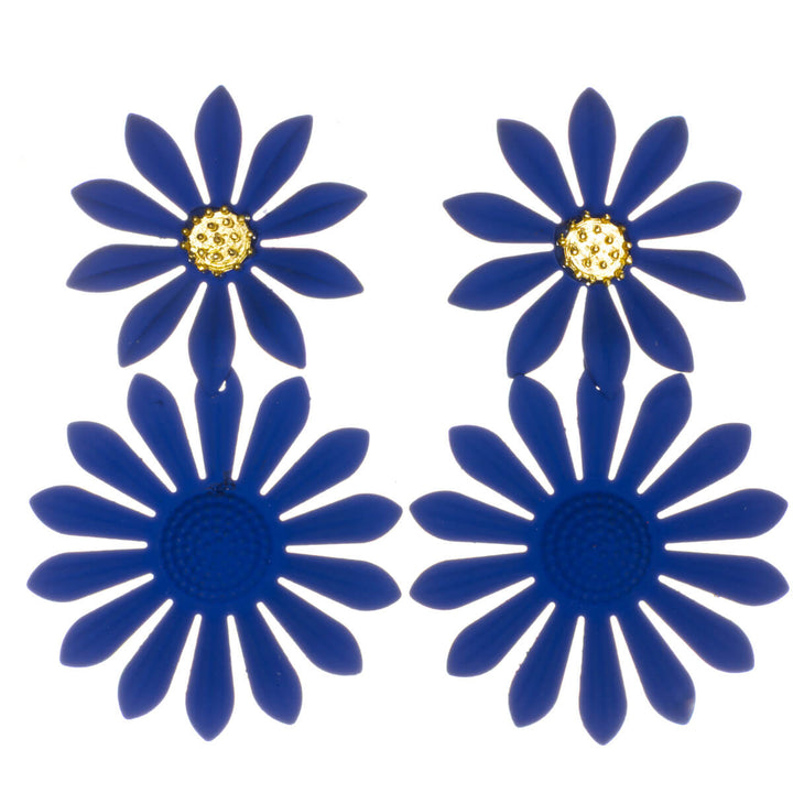 Färgglada blommiga örhängen – hängande modell med smala kronblad (316L-stål)