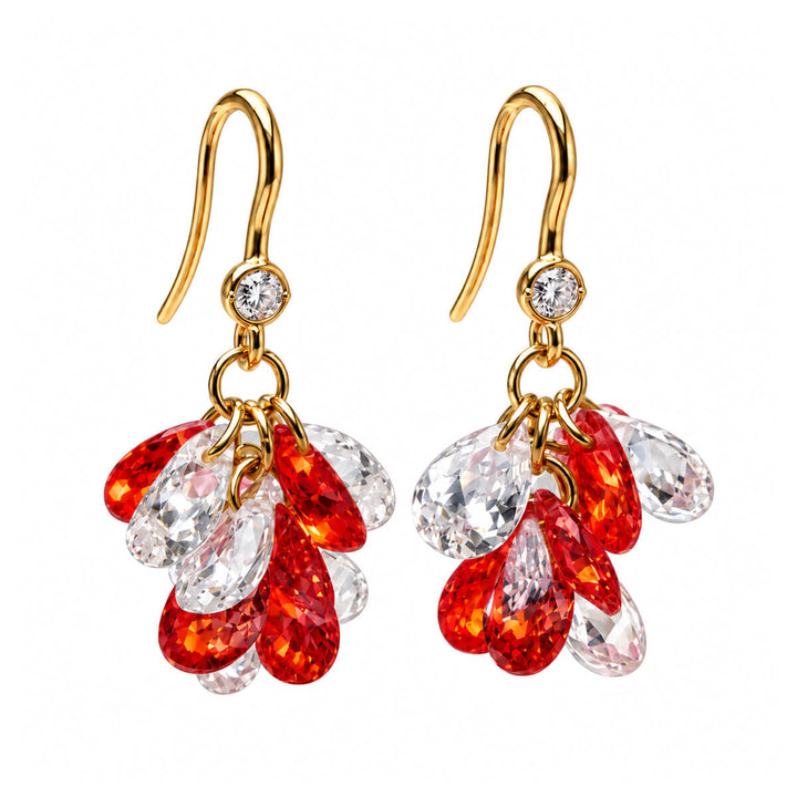 Gold-plated teardrop earrings with cubic zirconia stones (316L stainless steel)