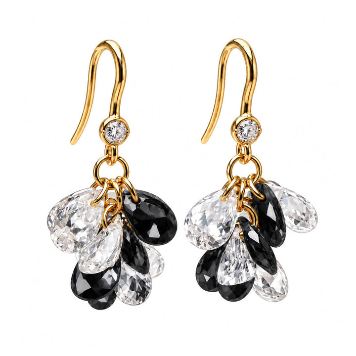 Gold-plated teardrop earrings with cubic zirconia stones (316L stainless steel)