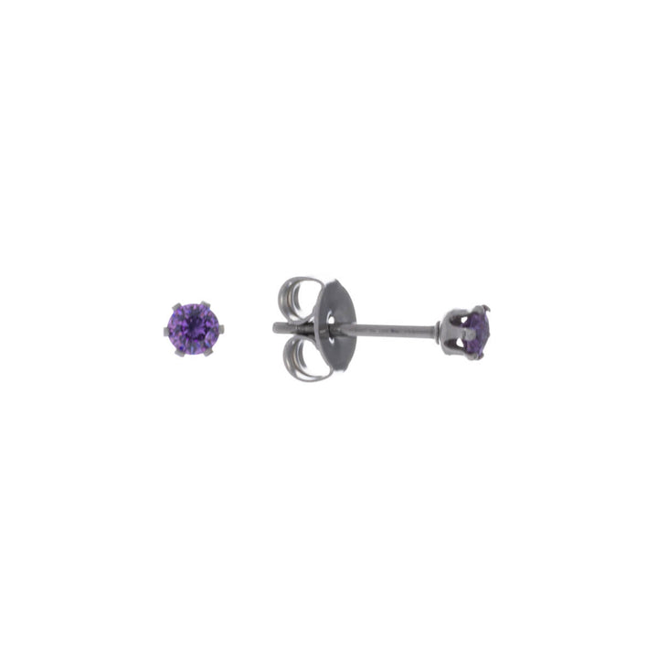 Round zirconia earrings 3mm (Steel 316L)