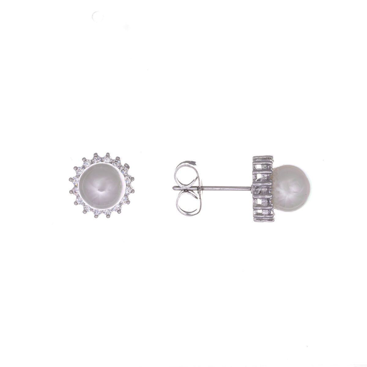 Pearl earrings with zirconia in a row