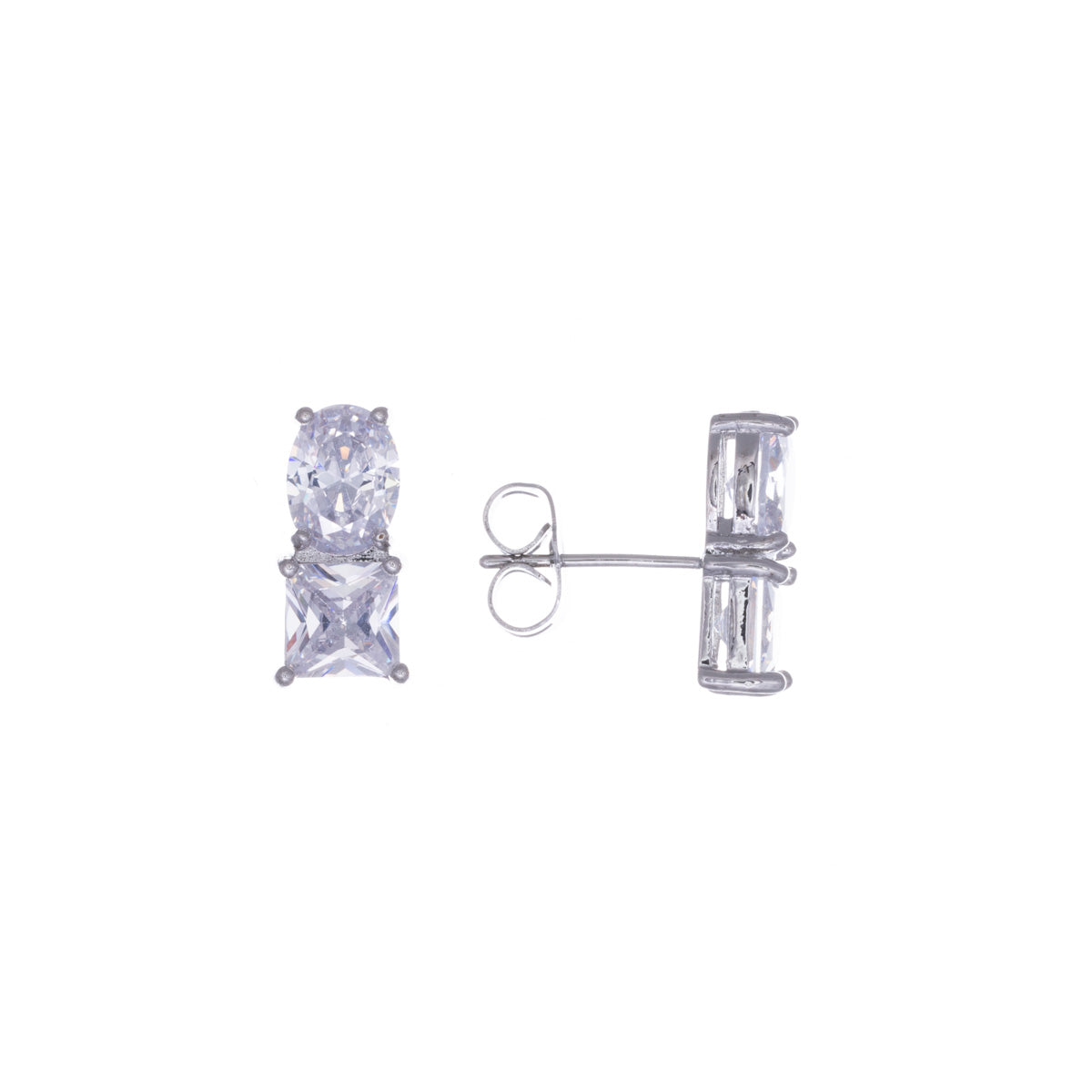 Zirconia earrings square and oval