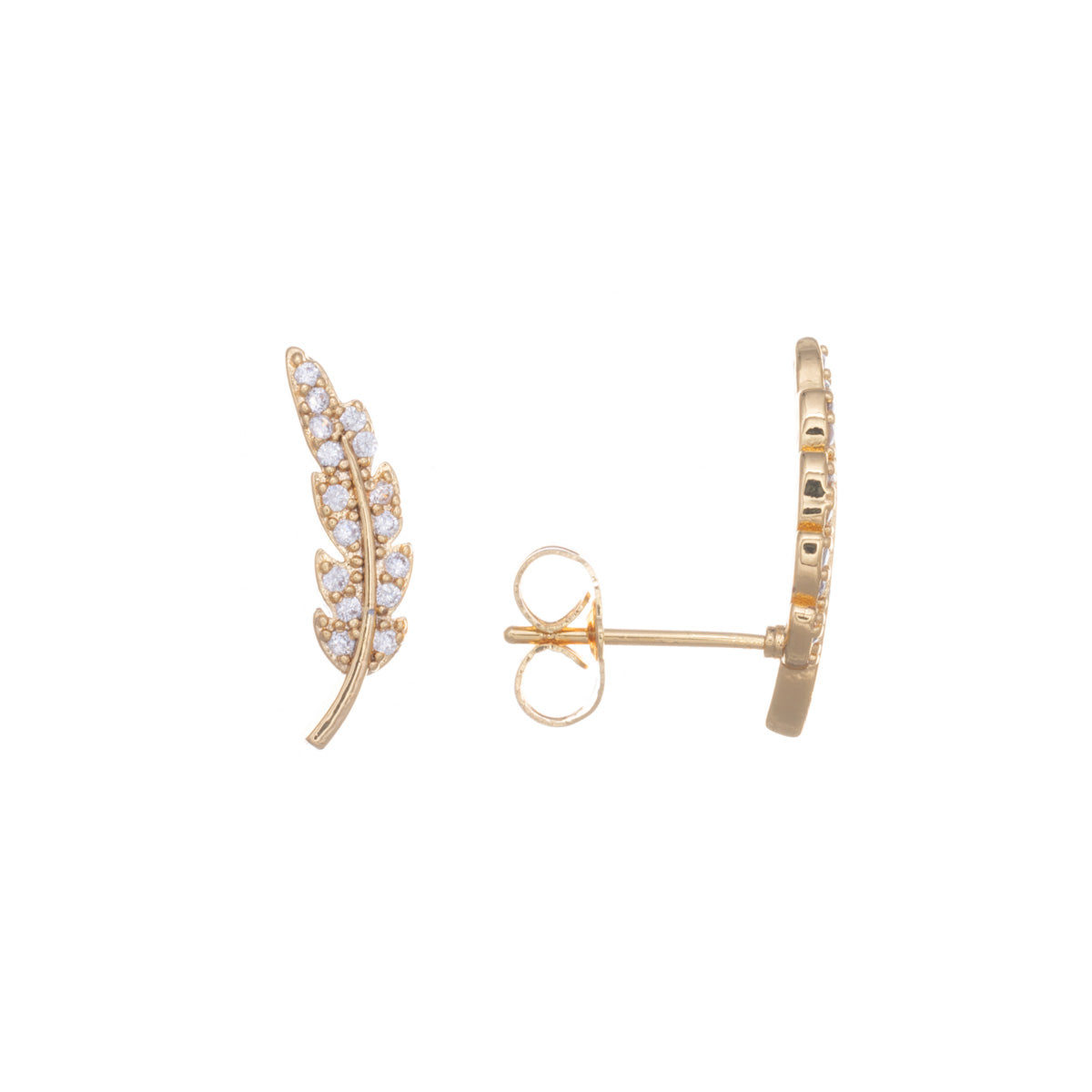 Feather earrings with zirconia stones