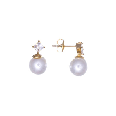 Sparkling pearl earrings (Steel 316L)