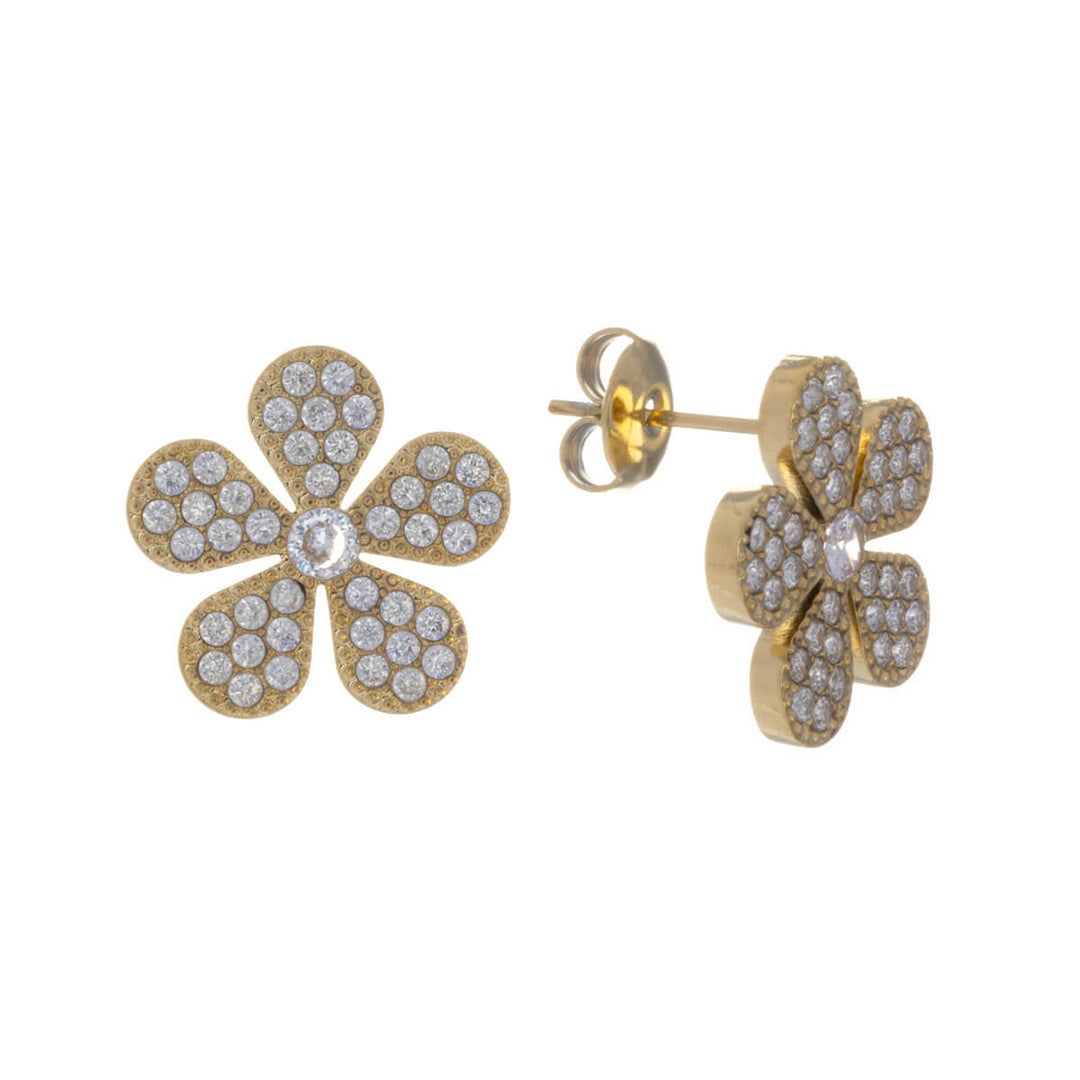 Zirconia flower earrings (Steel 316L)