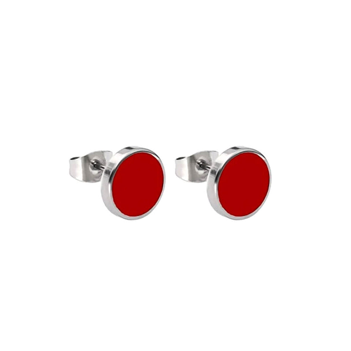 Colourful flat earrings 8mm (Steel 316L)