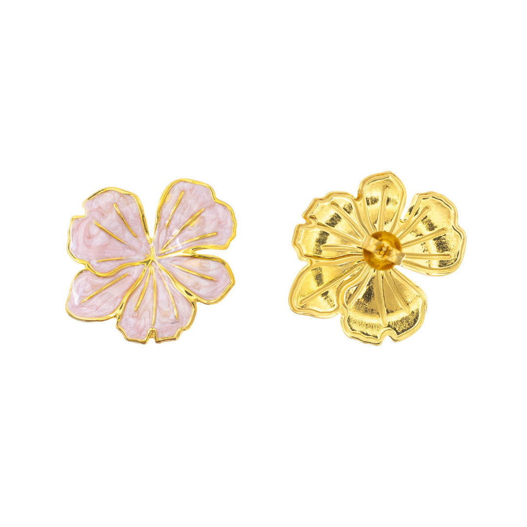 Colourful gold plated flower earrings (Steel 316L)