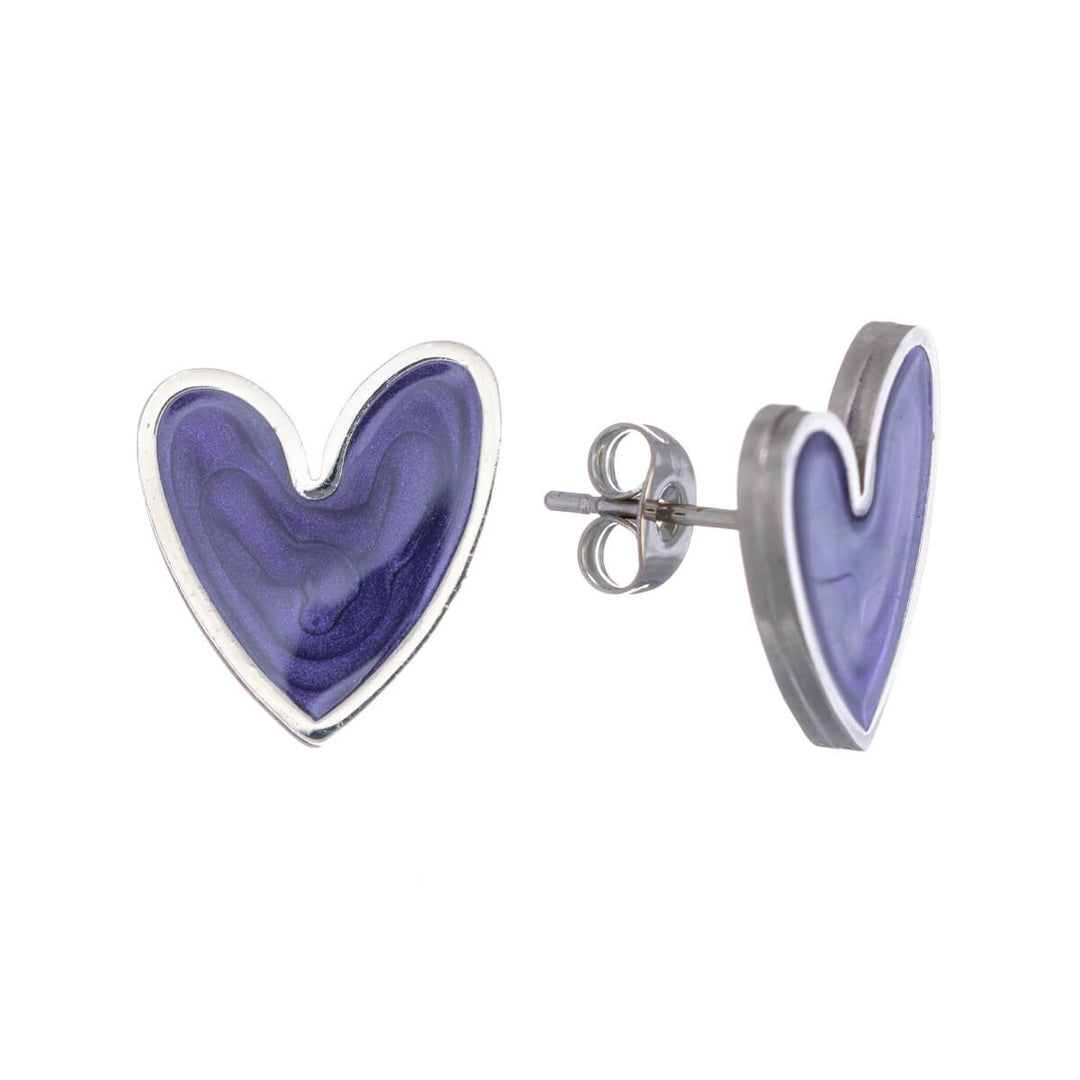 Colourful steel heart earrings (Steel 316L)