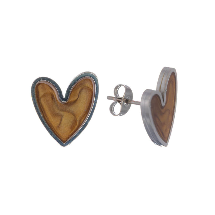 Colourful steel heart earrings (Steel 316L)