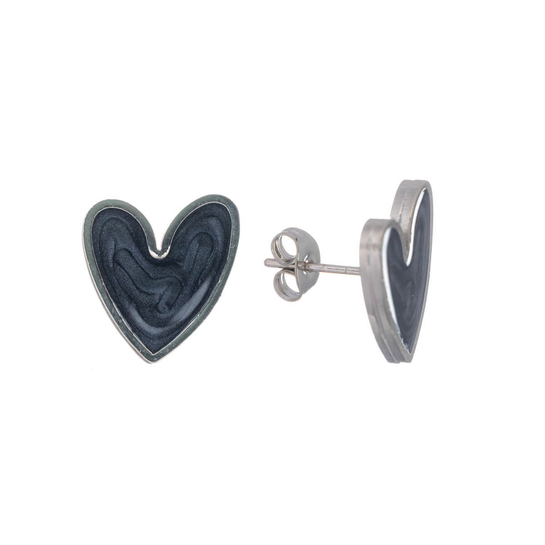 Colourful steel heart earrings (Steel 316L)
