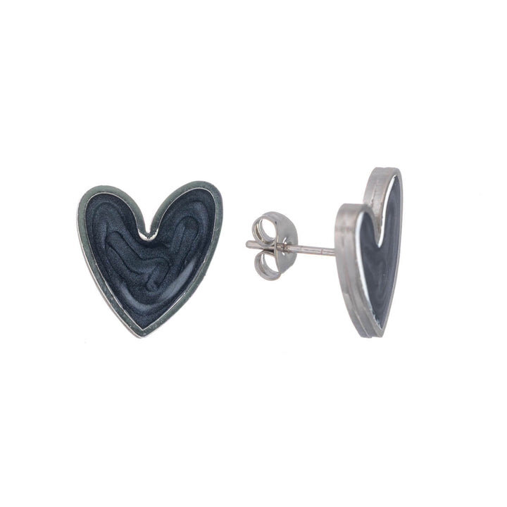 Colourful steel heart earrings (Steel 316L)