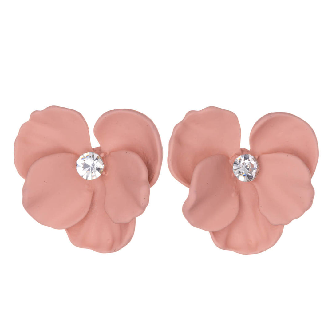 Färgglada blomörhängen med sten