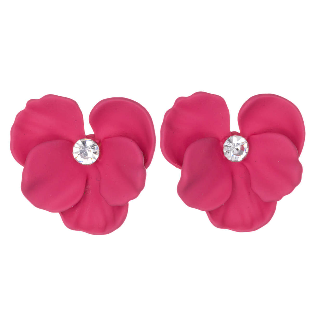 Färgglada blomörhängen med sten