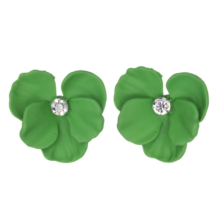 Färgglada blomörhängen med sten