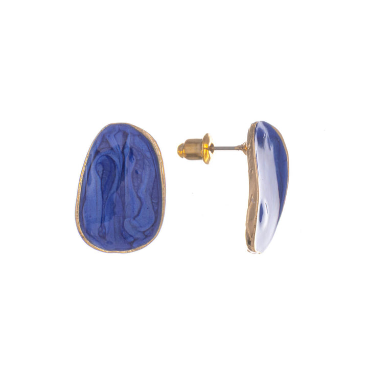 Örhängen i färgade ovaler med guldinfattning