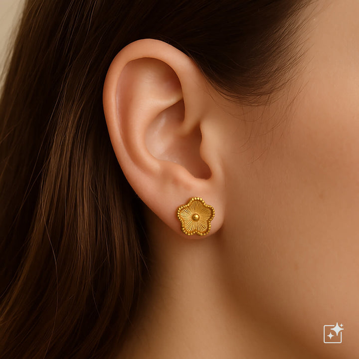 Flat flower earrings (316L steel)