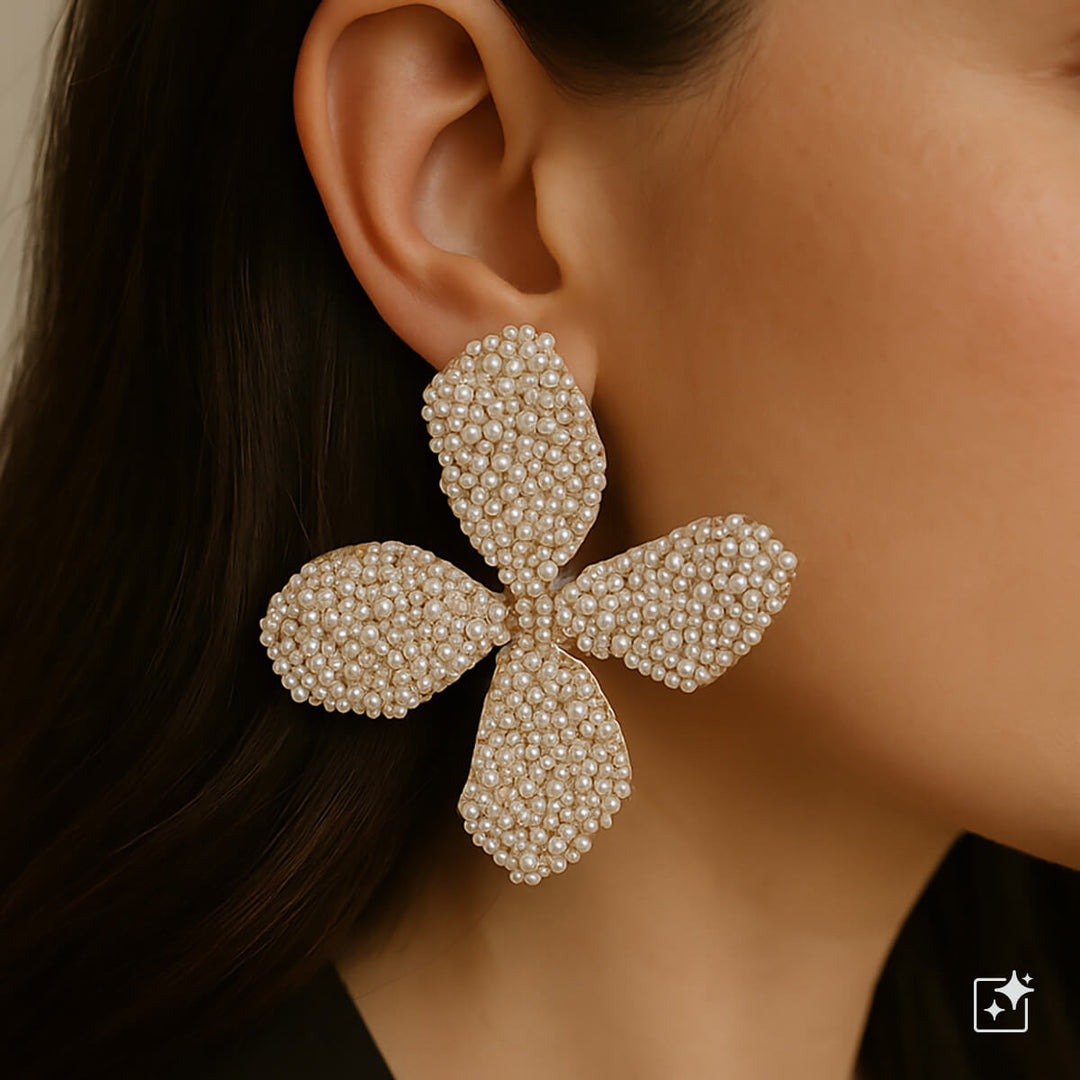 Large sparkling flower earrings