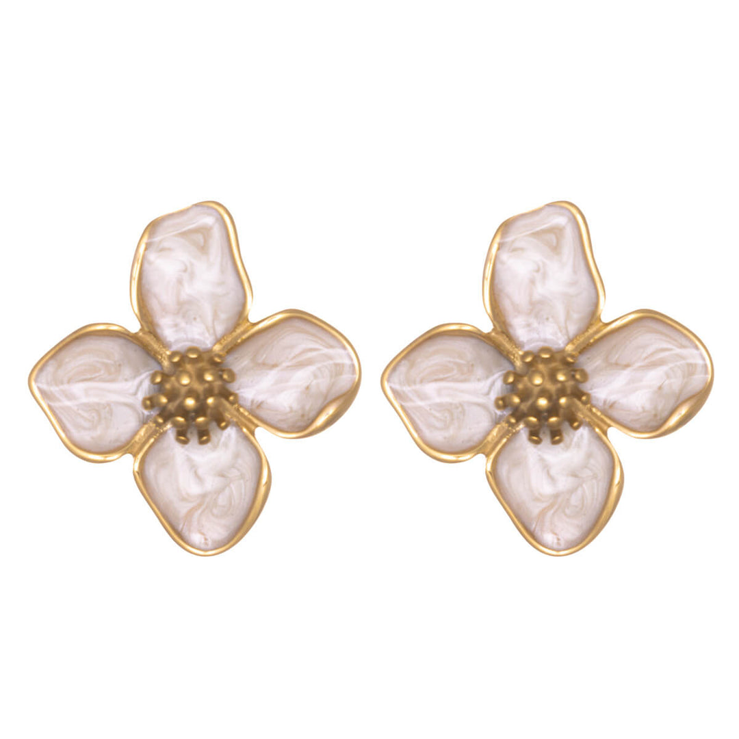 Flower earrings made of surgical steel (gold-plated 316L)