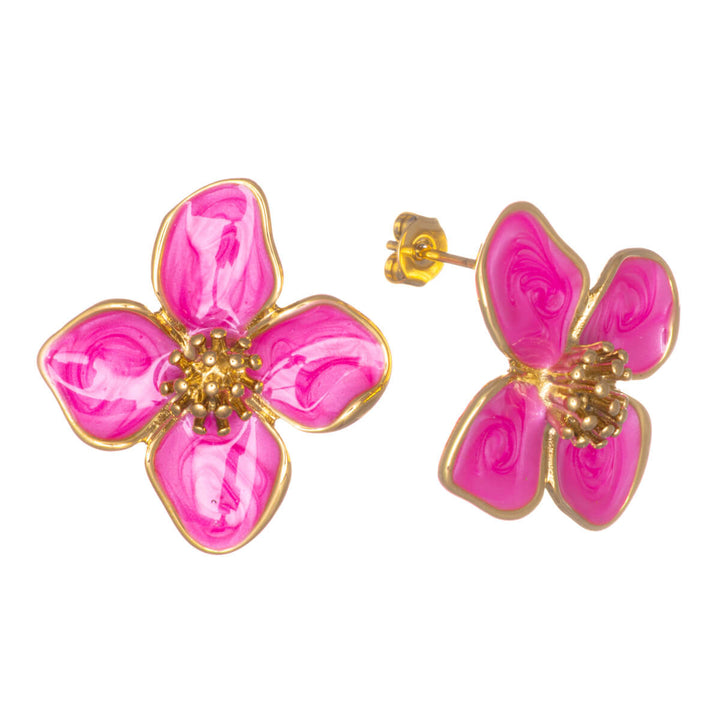 Flower earrings made of surgical steel (gold-plated 316L)