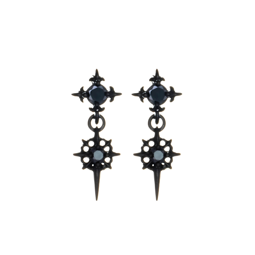 Men's gothic earrings with cross pendants – black surgical steel