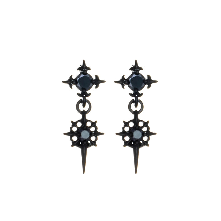 Men's gothic earrings with cross pendants – black surgical steel