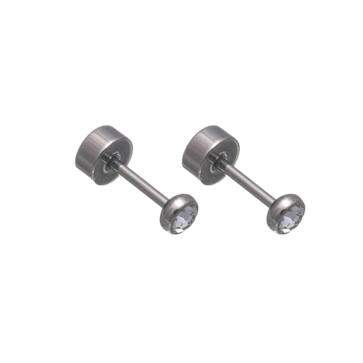 Titanium Crystal Stud Earrings 3mm – Screw Lock (G23)