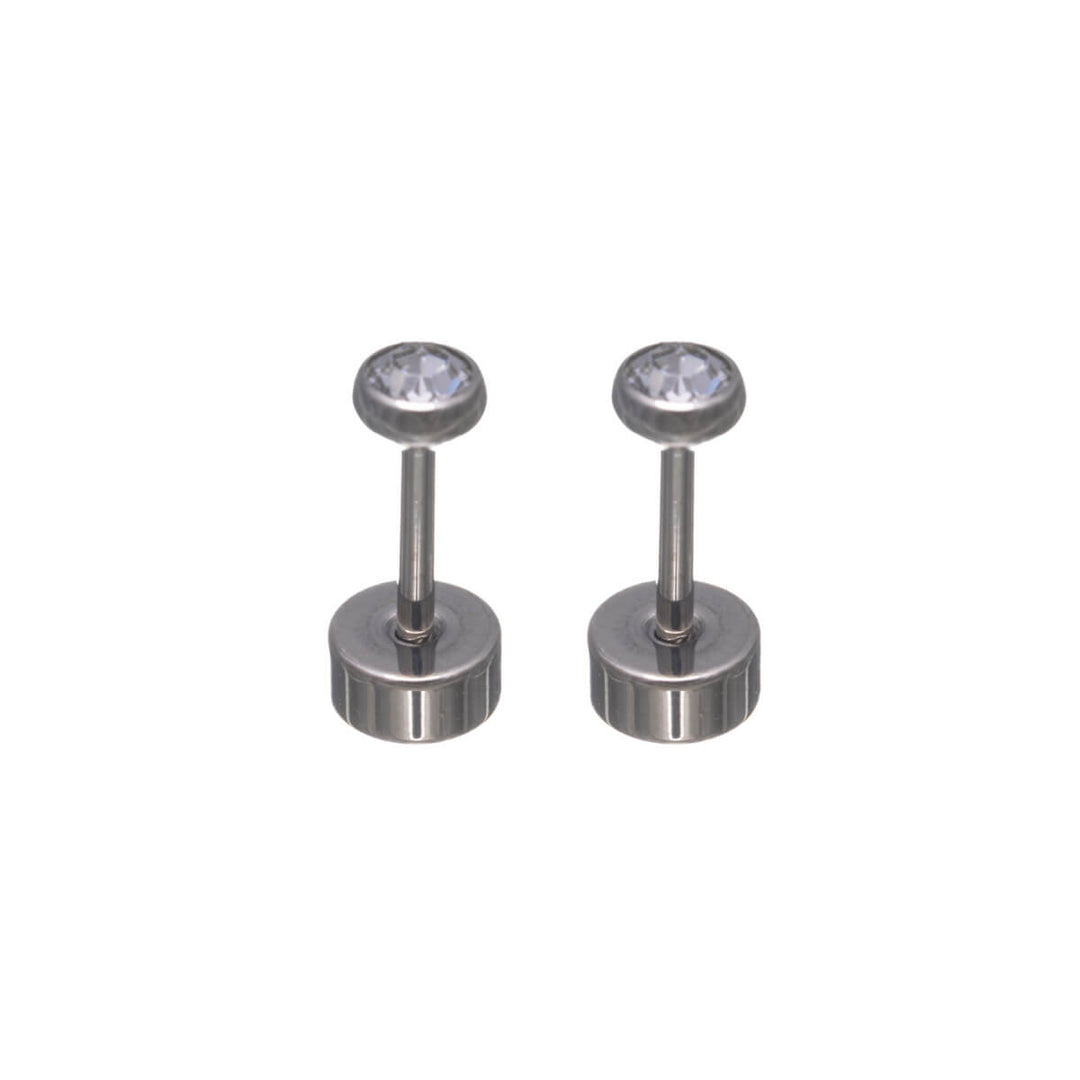 Titanium Crystal Stud Earrings 3mm – Screw Lock (G23)
