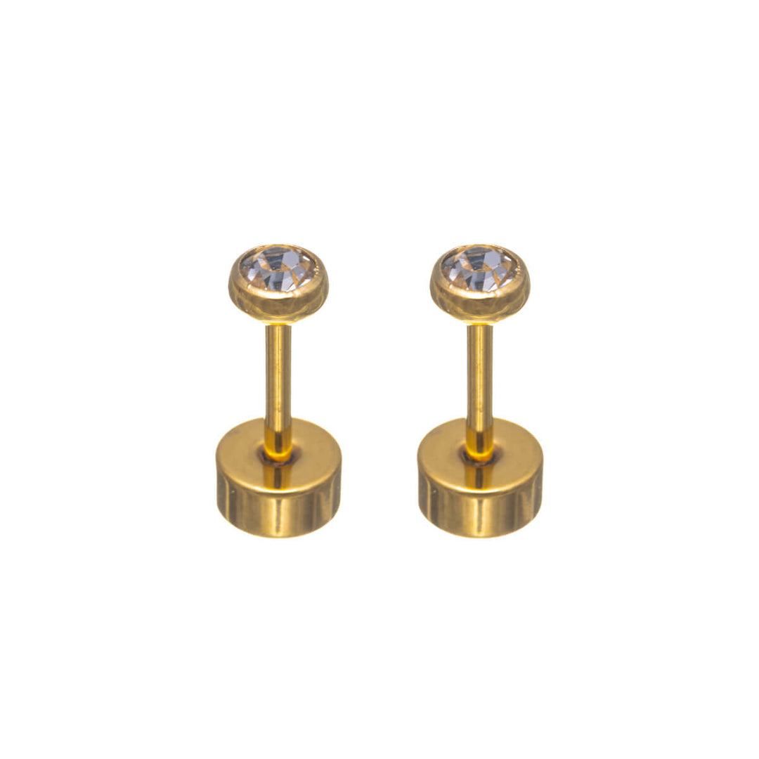 Titanium Crystal Stud Earrings 3mm – Screw Lock (G23)