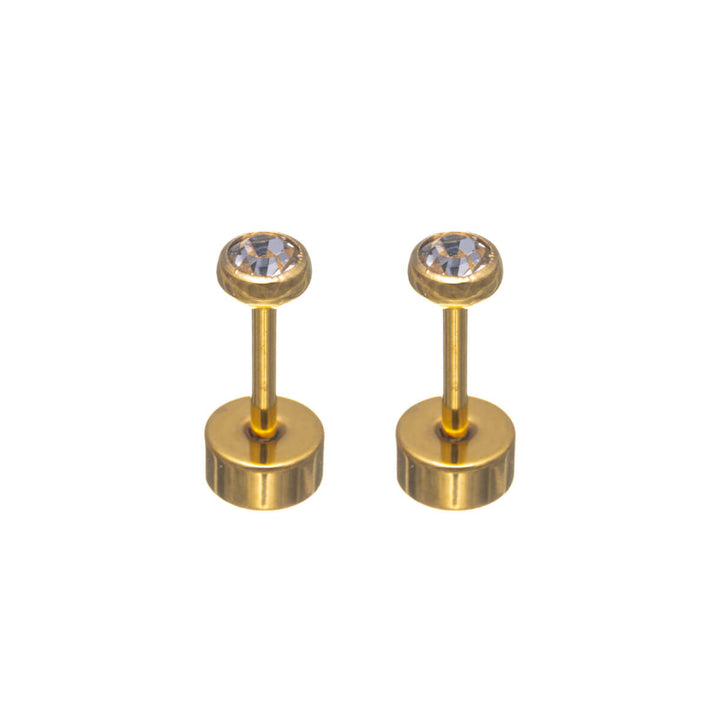 Titanium Crystal Stud Earrings 3mm – Screw Lock (G23)
