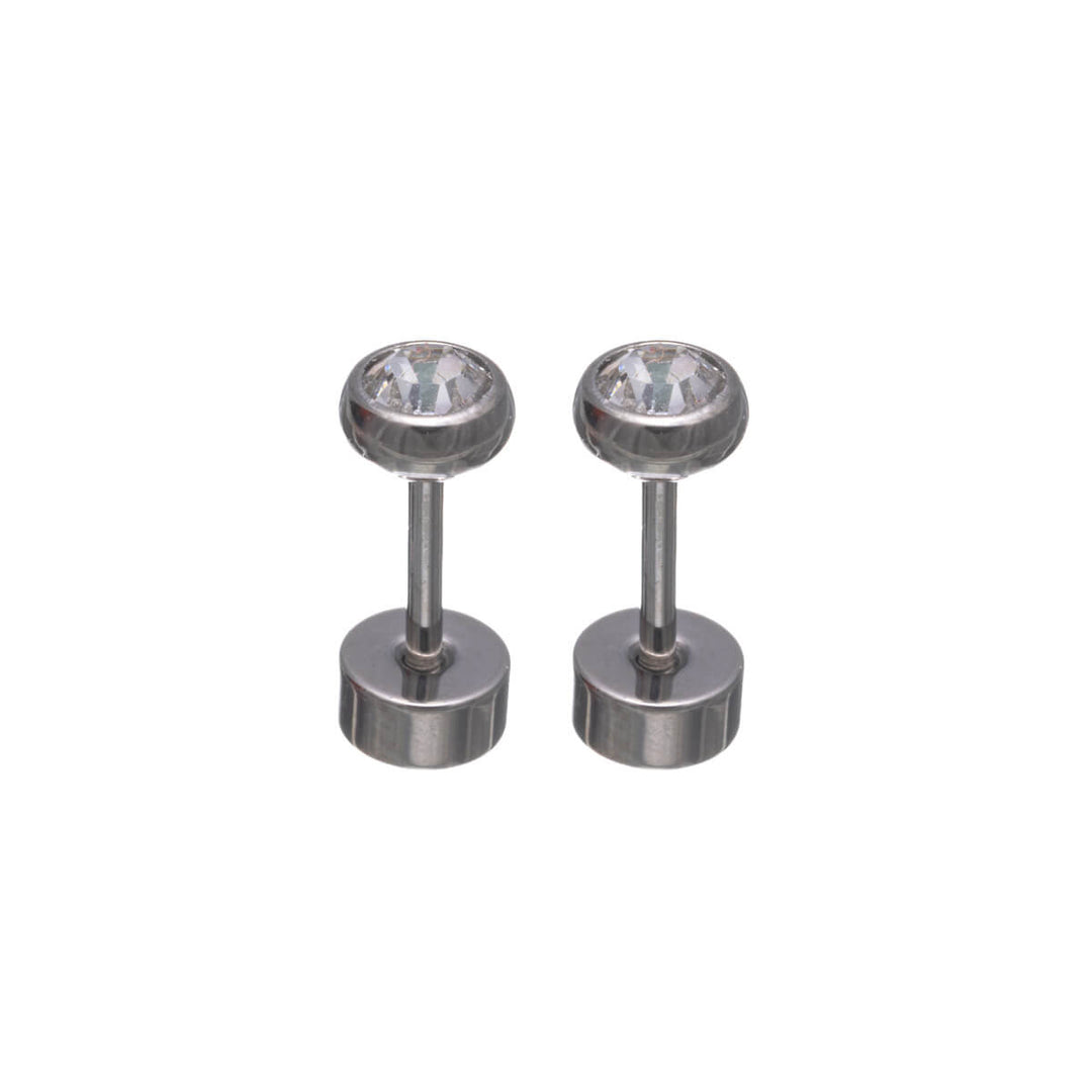 Titanium Crystal Stud Earrings 4mm – Screw Back (G23)
