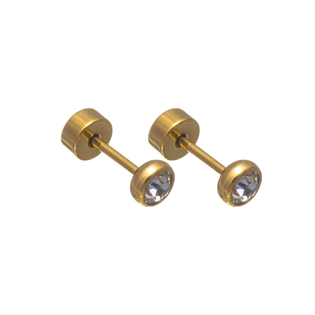 Titanium Crystal Stud Earrings 4mm – Screw Back (G23)