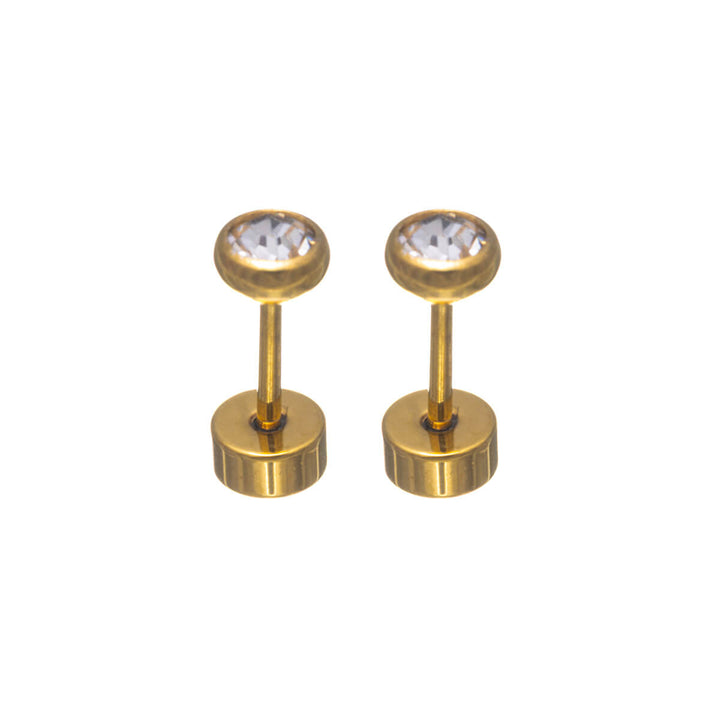Titanium Crystal Stud Earrings 4mm – Screw Back (G23)