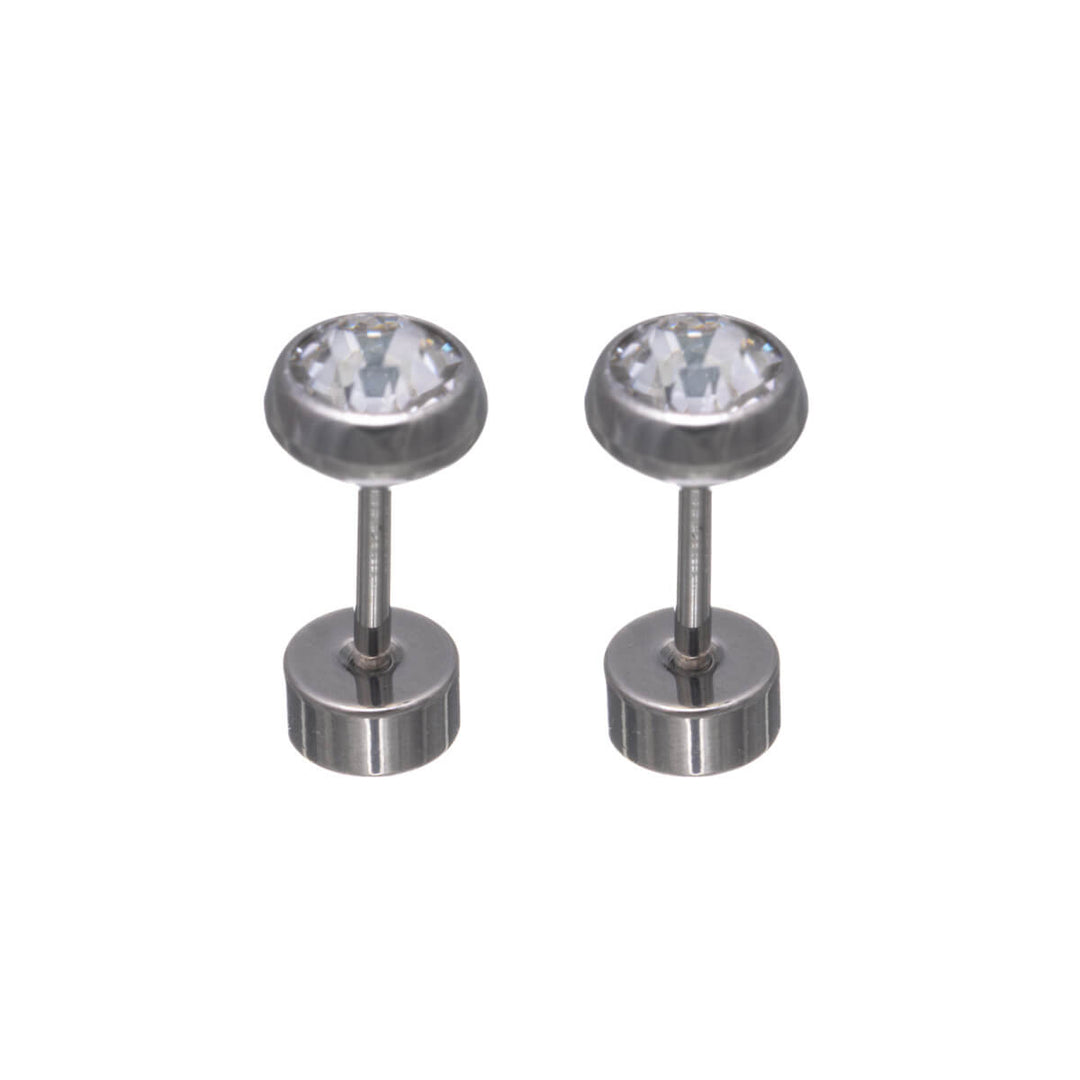 Titanium Crystal Stud Earrings 5mm – Screw Lock (G23)