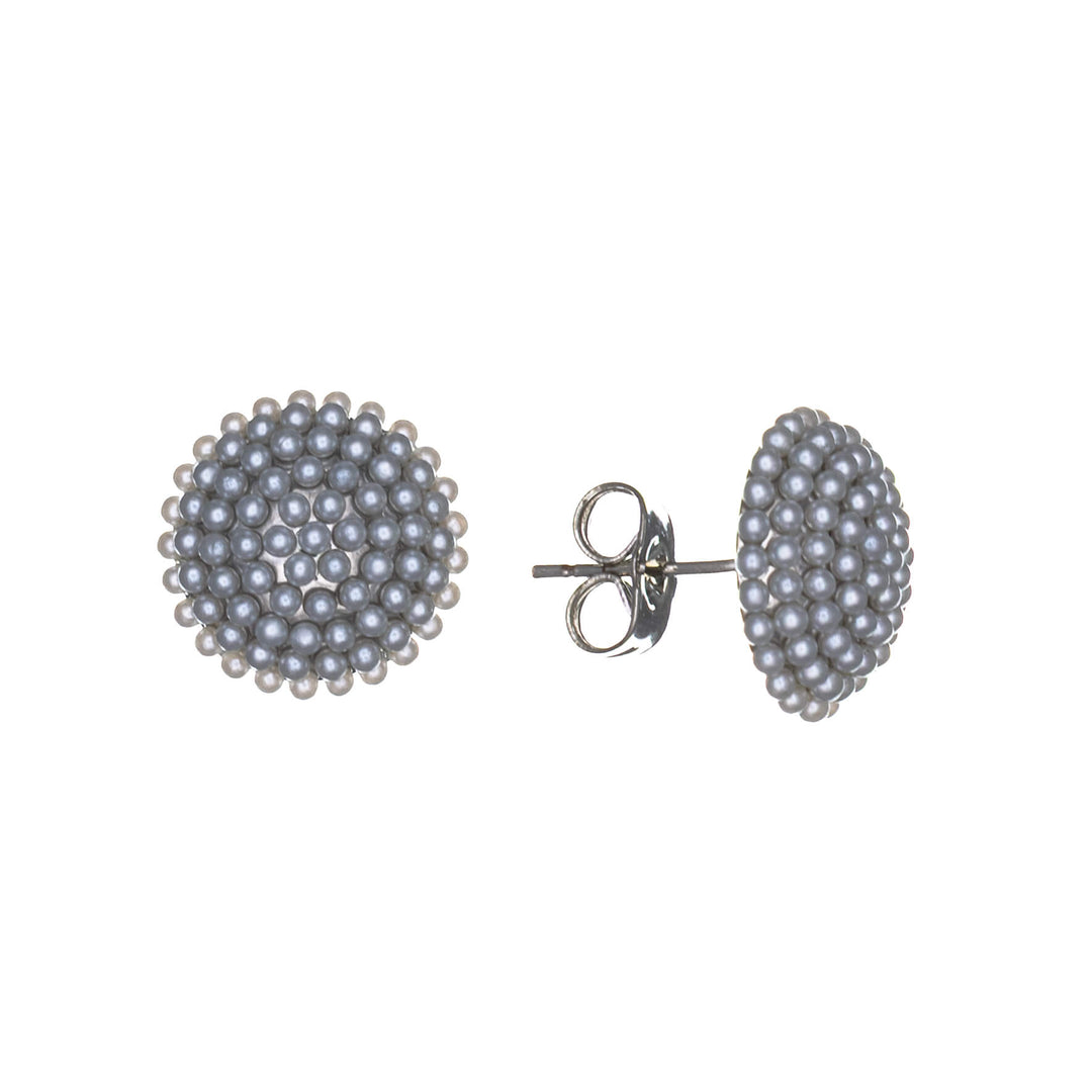 Half-sphere pearl stud earrings – pearl-adorned design