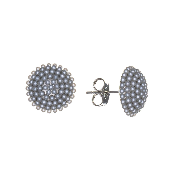 Half-sphere pearl stud earrings – pearl-adorned design
