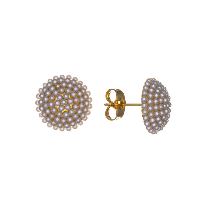 Half-sphere pearl stud earrings – pearl-adorned design