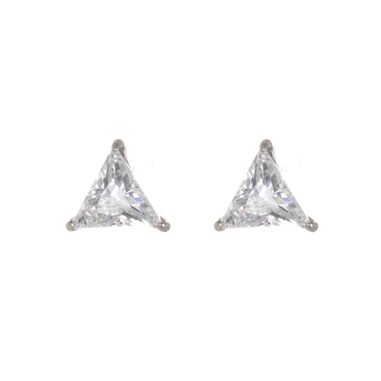 Titaani kolmio nappikorvakorut zirkonia 5 mm (G23) – hopea