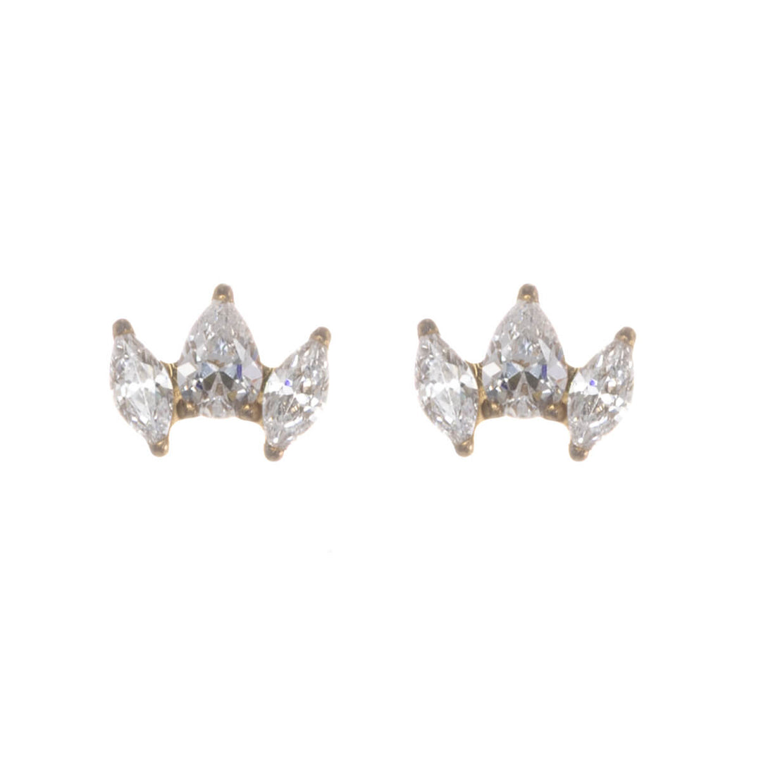 Böjda örhängen i titan med markisformade zirkoner, 5,5 mm (G23)