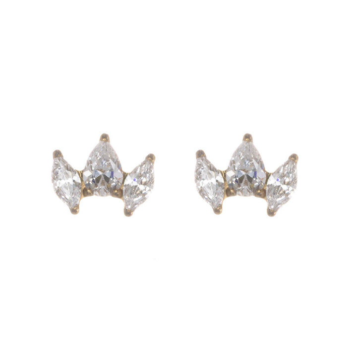 Böjda örhängen i titan med markisformade zirkoner, 5,5 mm (G23)
