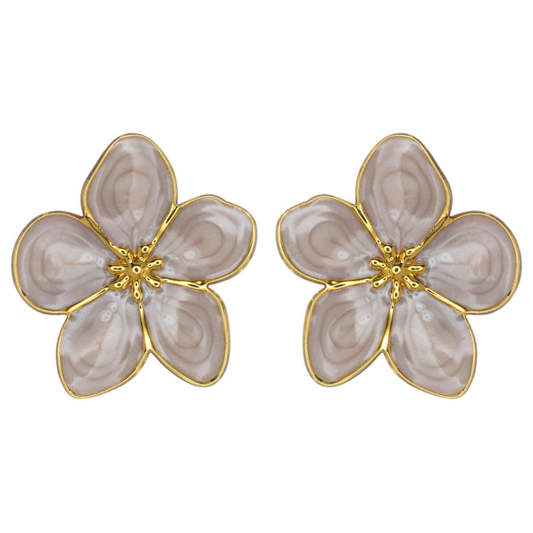 Colored flower earrings in gold-plated steel (316L steel)