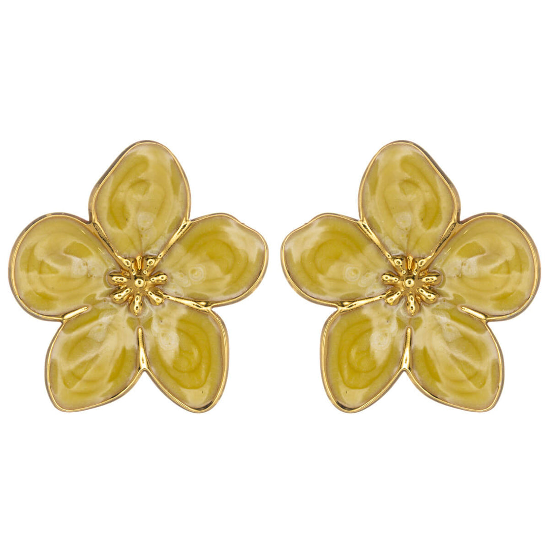 Colored flower earrings in gold-plated steel (316L steel)