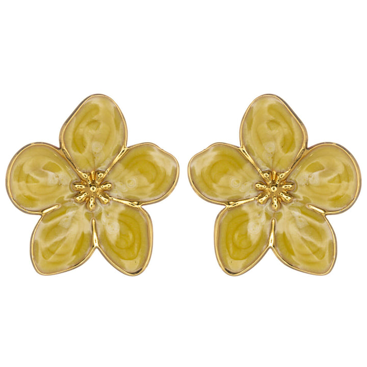 Colored flower earrings in gold-plated steel (316L steel)