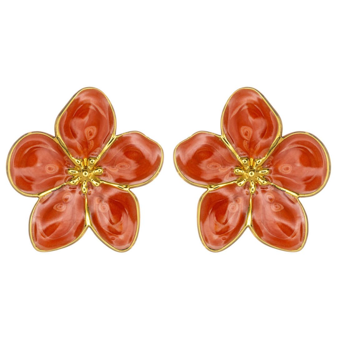 Colored flower earrings in gold-plated steel (316L steel)